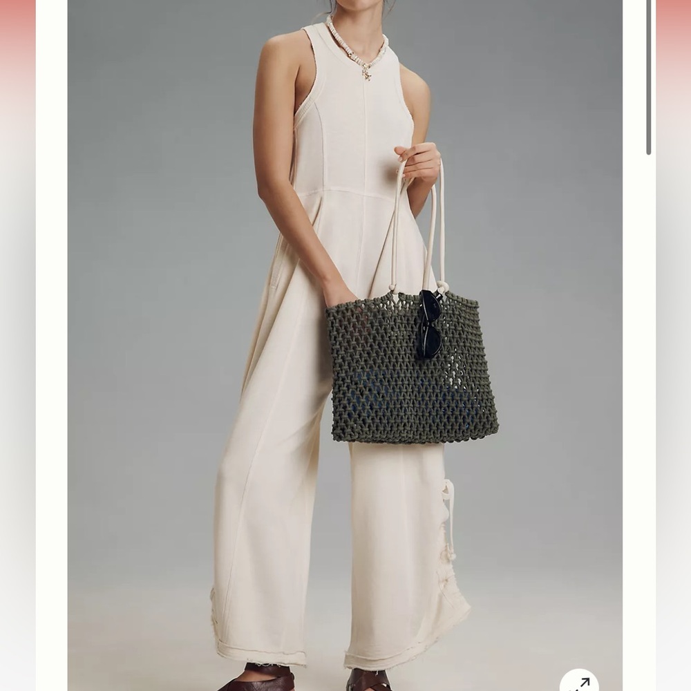 Anthropologie Daily Practice Wide-leg Knit Jumpsuit - Cream - S